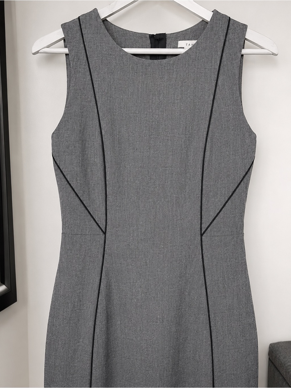 H&M Tailored Sheath Dress Gray Size 6 Bodycon Panel Structured Office Chic - Picture 5 of 10